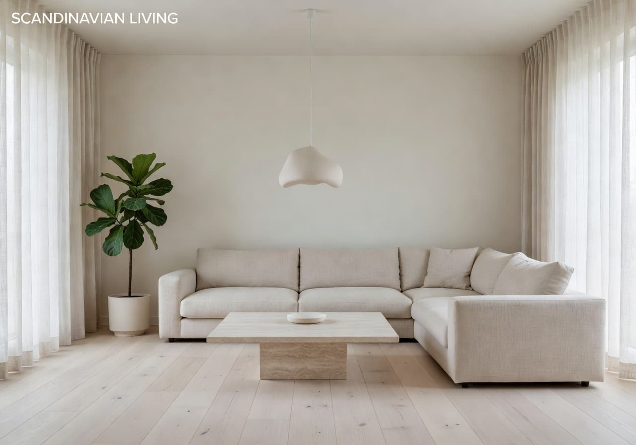 AI-rendered Scandinavian living room after DecorAI AI home design redesign