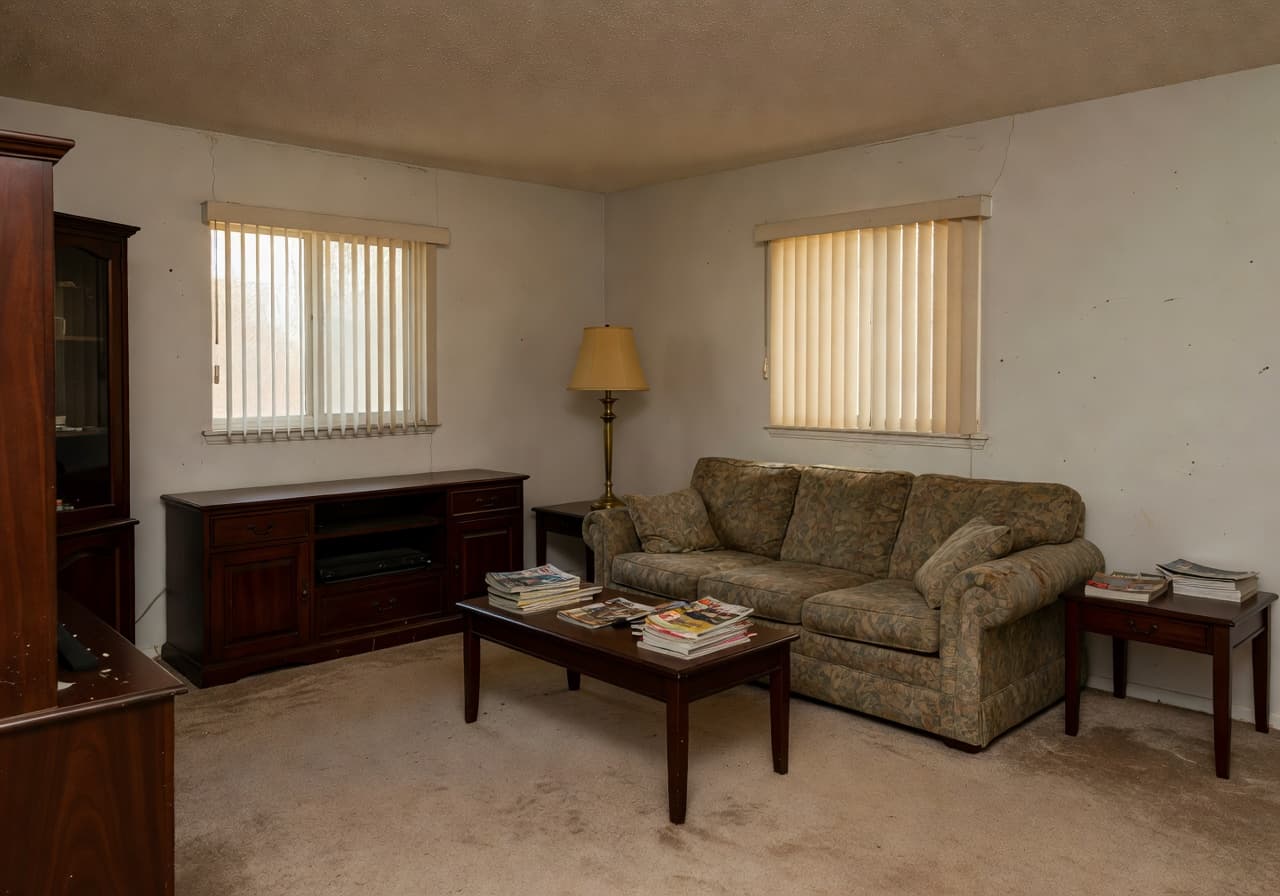 Outdated living room before AI redesign — DecorAI AI interior design app